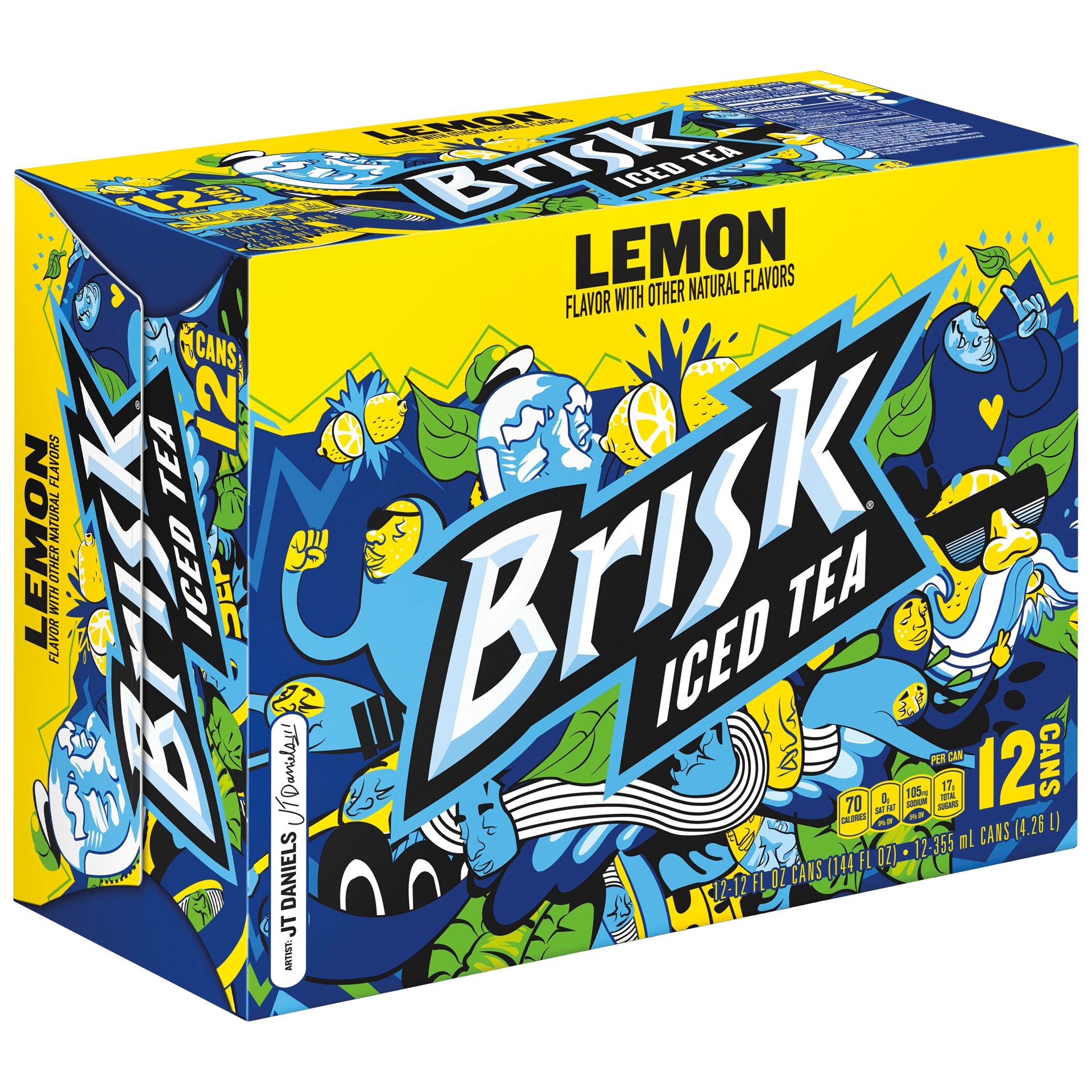 slide 1 of 3, Brisk Iced Tea Lemon 12 Fl Oz 12 Count Cans, 144 oz