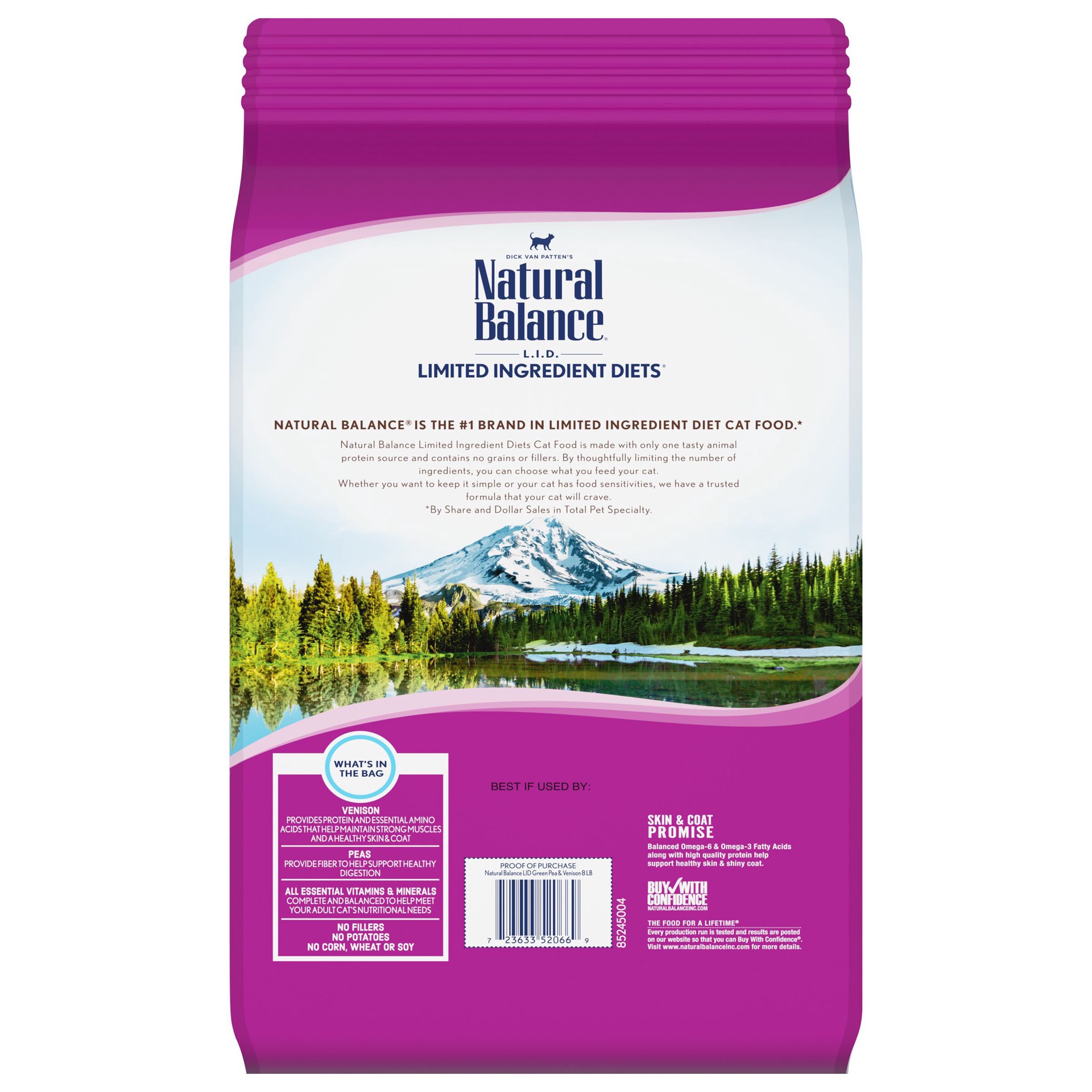 slide 3 of 5, Natural Balance L.I.D. Limited Ingredient Diets Green Pea & Venison Formula Dry Cat Food, 8-Pound, 8 lb