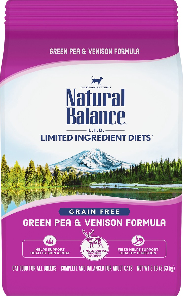 slide 1 of 5, Natural Balance L.I.D. Limited Ingredient Diets Green Pea & Venison Formula Dry Cat Food, 8-Pound, 8 lb