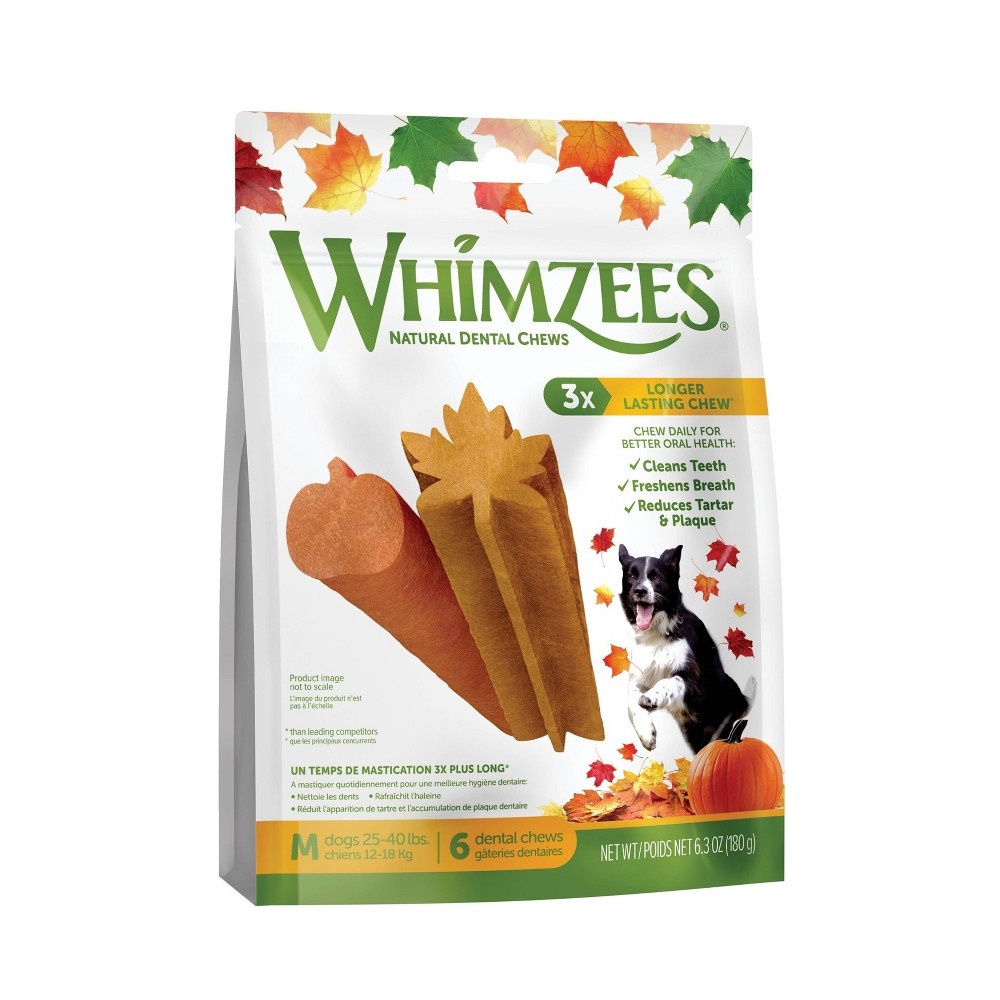 slide 3 of 4, Whimzees Fall Medium Dental Dog Treats, 6.3 oz