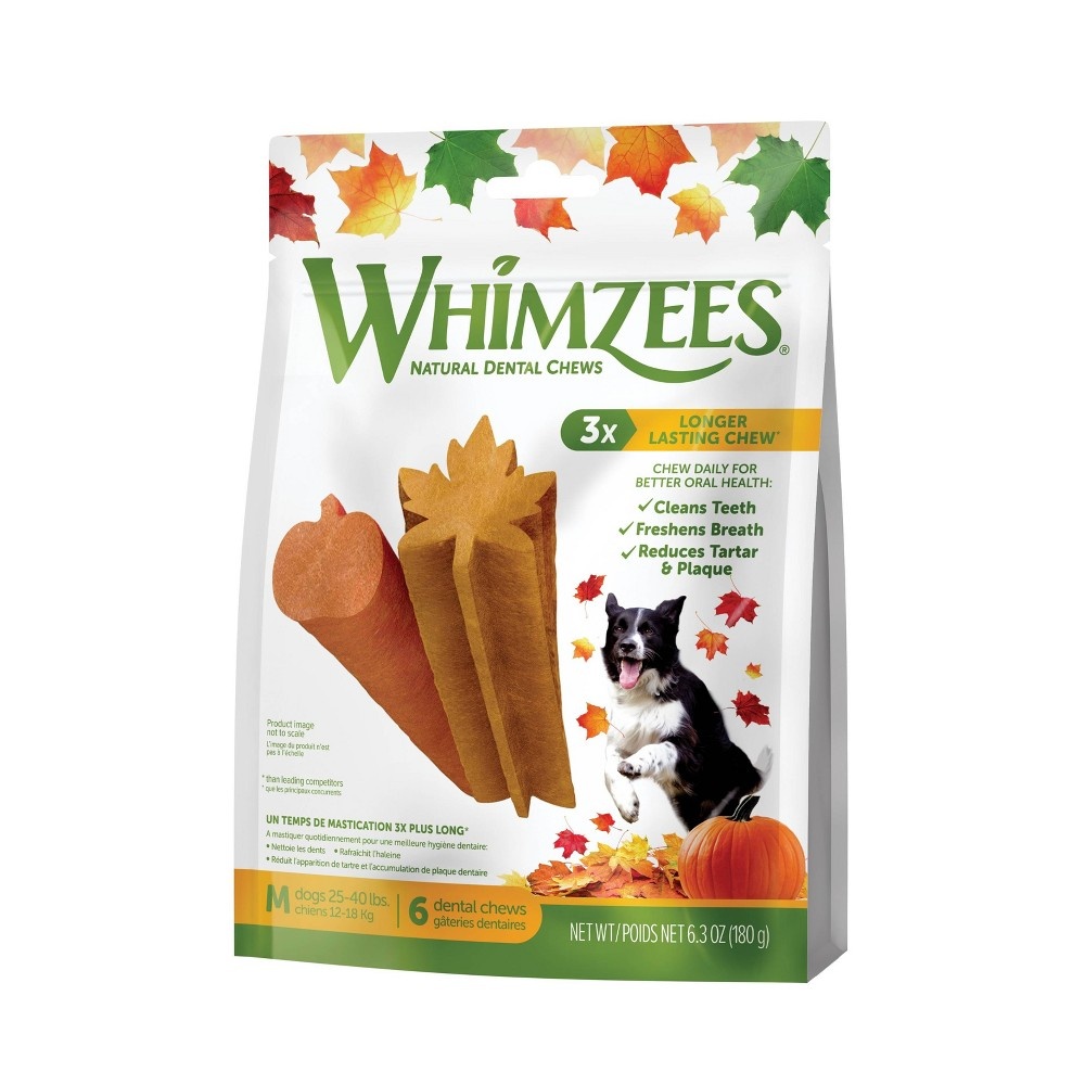 slide 4 of 4, Whimzees Fall Medium Dental Dog Treats, 6.3 oz