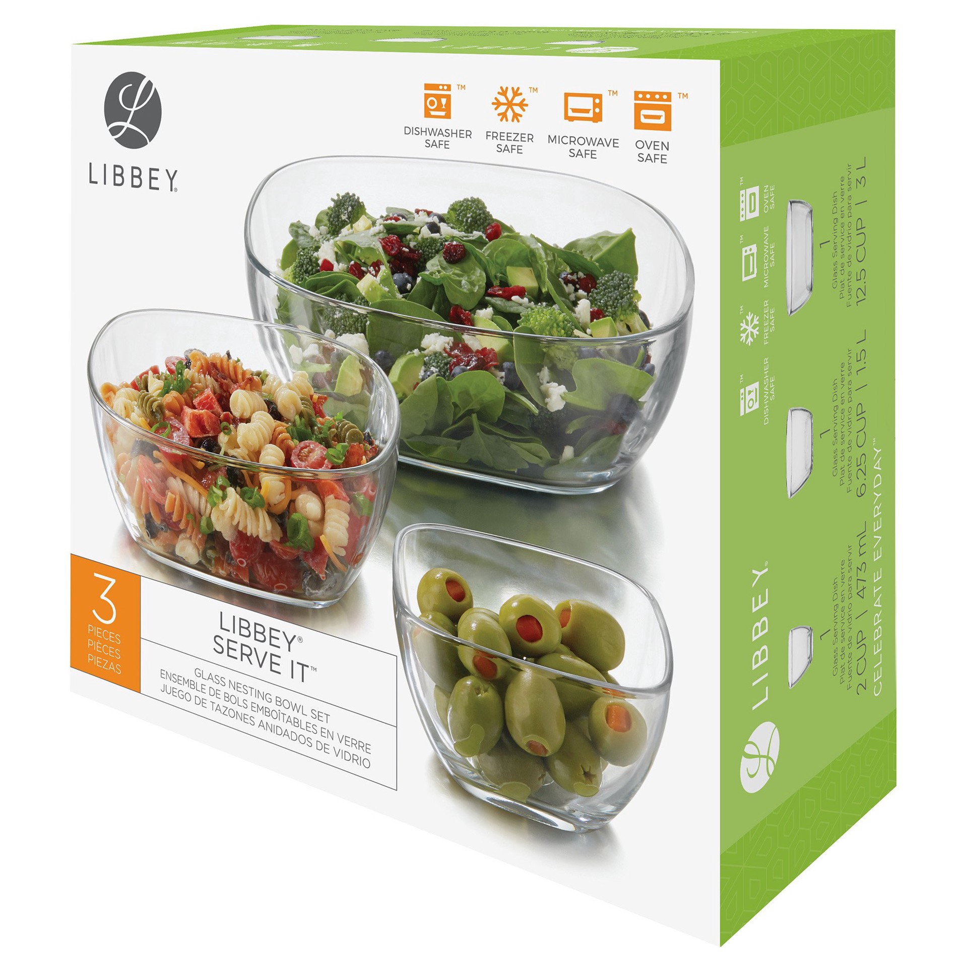 slide 1 of 1, Libbey Boxed Glass Nesting Bowl Set, 3 ct