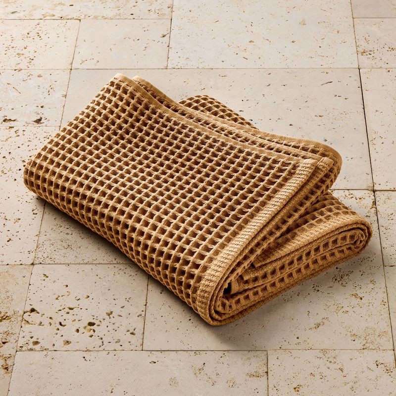 slide 1 of 4, Waffle Bath Towel Warm Brown - Casaluna™, 1 ct