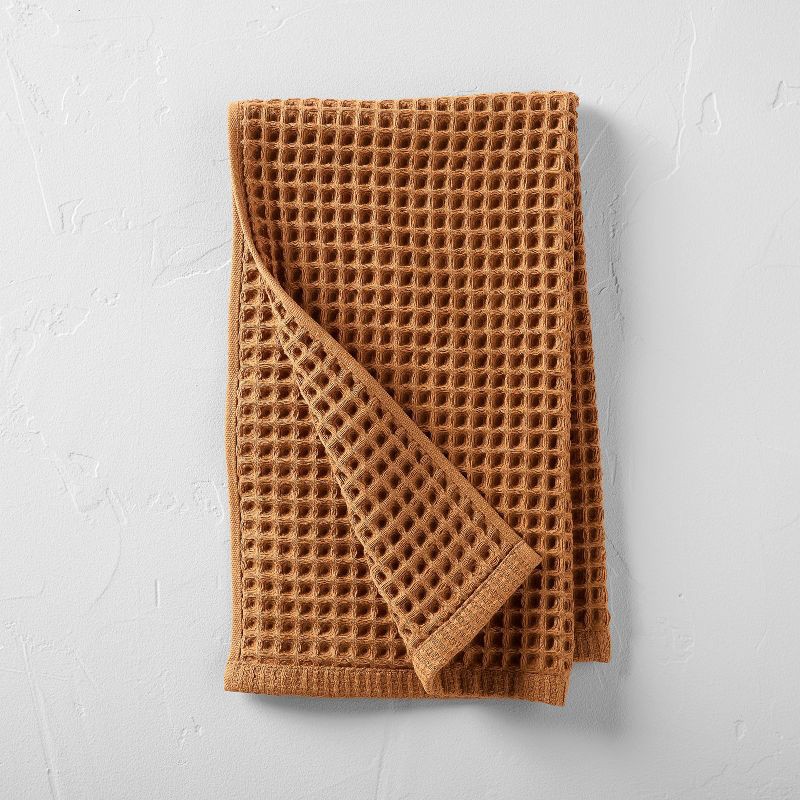 slide 1 of 4, Waffle Hand Towel Warm Brown - Casaluna™: 100% Cotton, Pre Washed, Lightweight 300-450 GSM, OEKO-TEX Certified, 1 ct