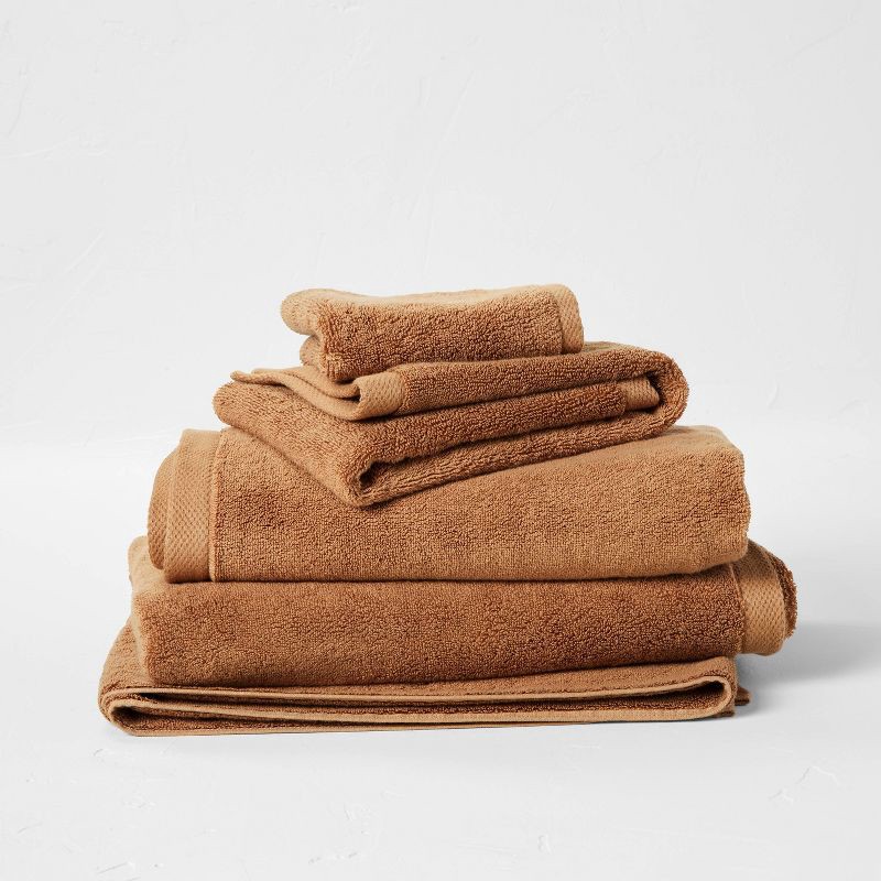 slide 4 of 4, Organic Hand Towel Warm Brown - Casaluna™: GOTS Certified, Low Lint, Fade-Resistant, 550 GSM, 1 ct