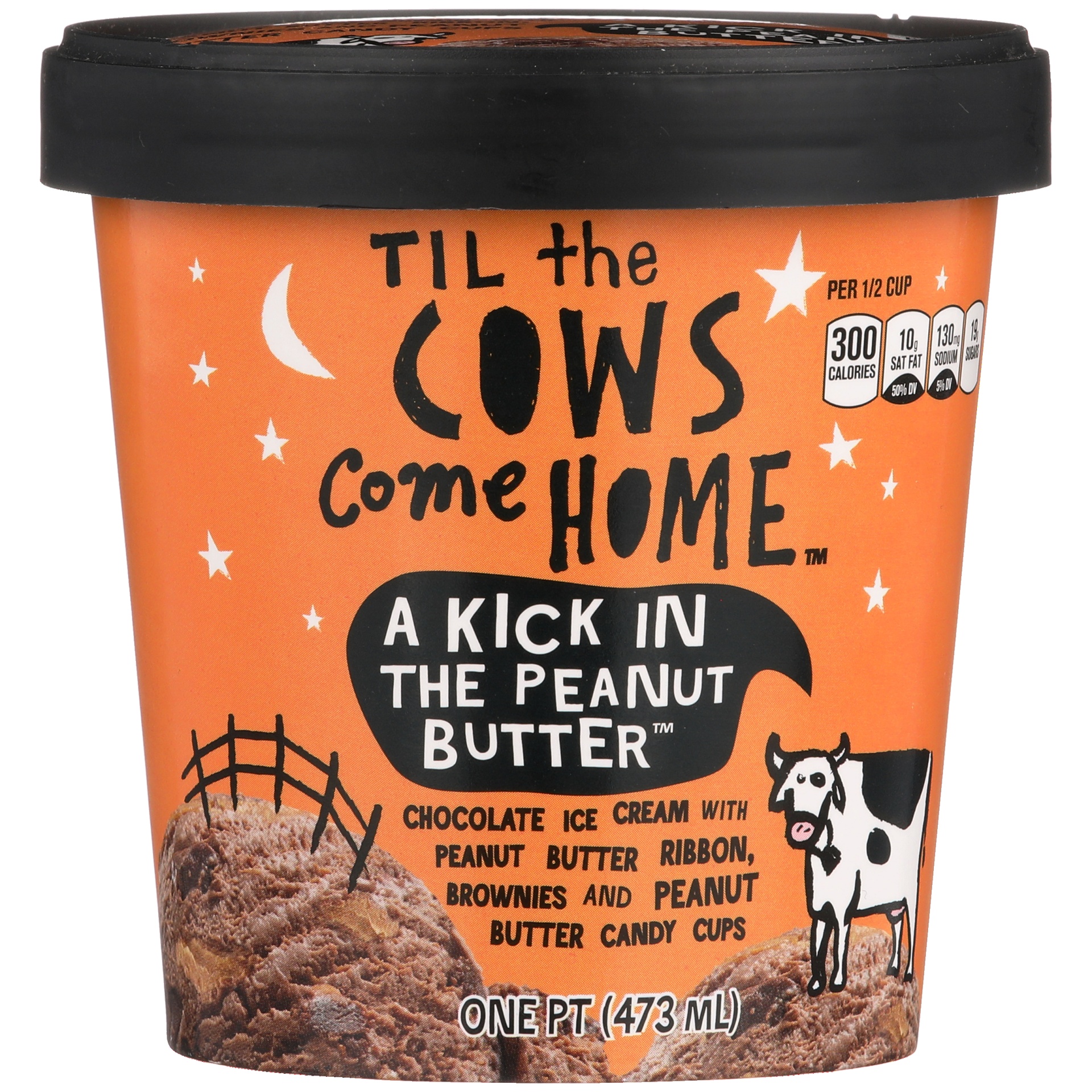 slide 1 of 6, Til the Cows Come Home Ice Cream - A Kick in the Peanut Butter, 1 pint