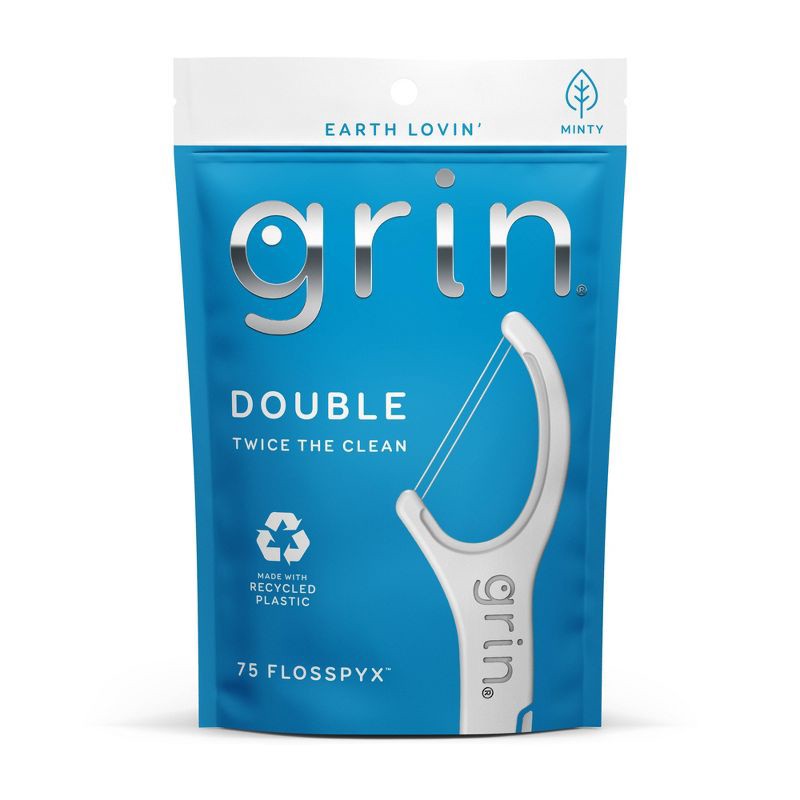 slide 1 of 1, Grin Oral Care Double Flosspyx - Minty - 75ct, 75 ct