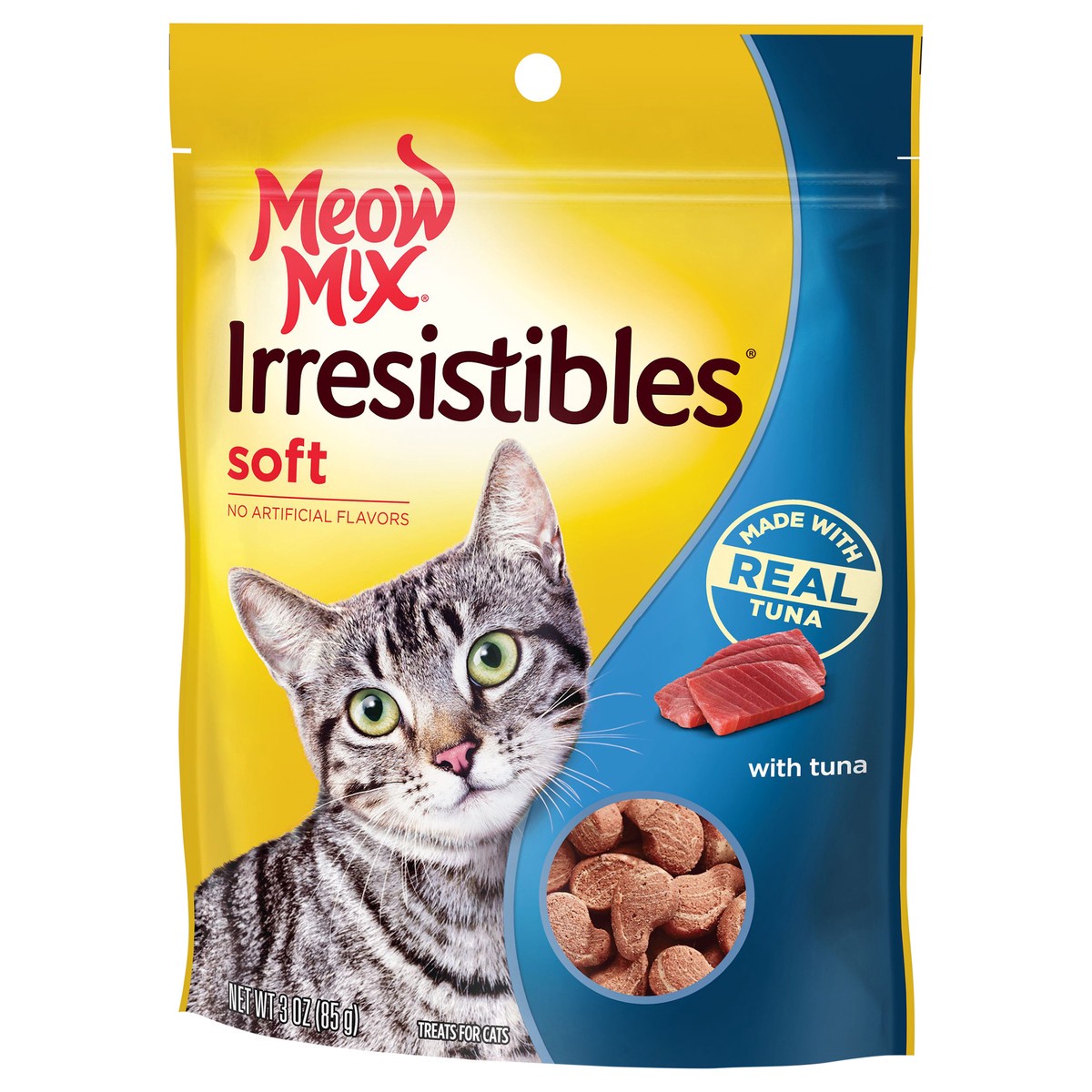 slide 6 of 6, Meow Mix Irresistibles Cat Treats, Soft With Tuna, 3-Ounce Bag, 3 oz