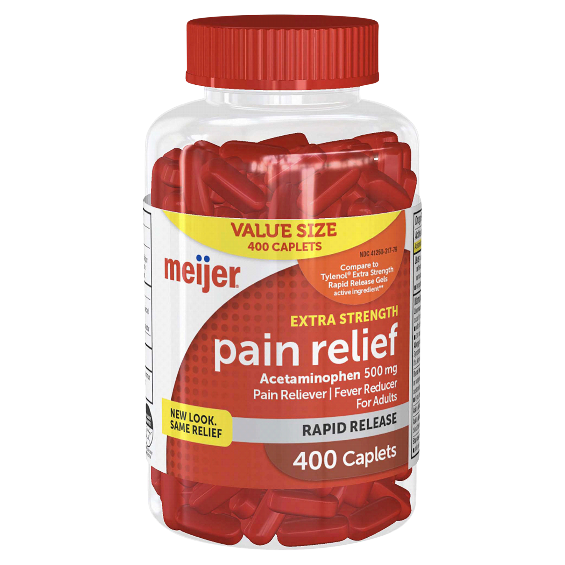 slide 1 of 1, Meijer Rapid Release Extra Strength Pain Relief 500mg Gelcaps, 375 ct