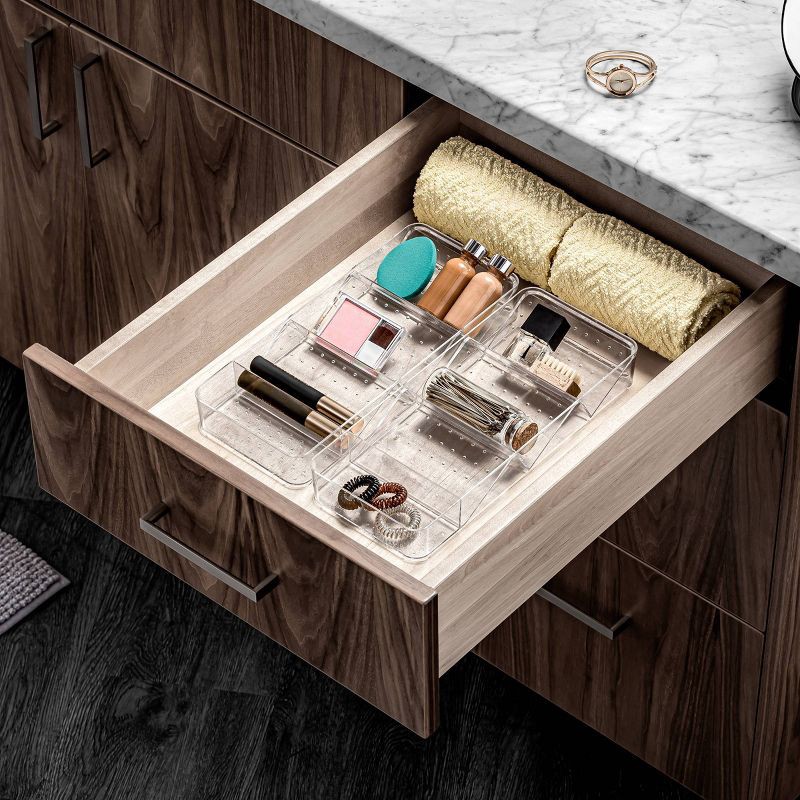 slide 3 of 3, Small Shallow Tray with Angled Dividers Clear - madesmart, 1 ct