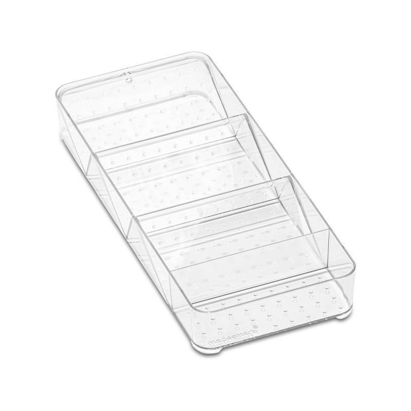slide 1 of 3, Small Shallow Tray with Angled Dividers Clear - madesmart, 1 ct