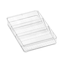Large Shallow Tray with Angled Dividers Clear - madesmart: Plastic Drawer Organizer for Hair Supplies & Toiletries