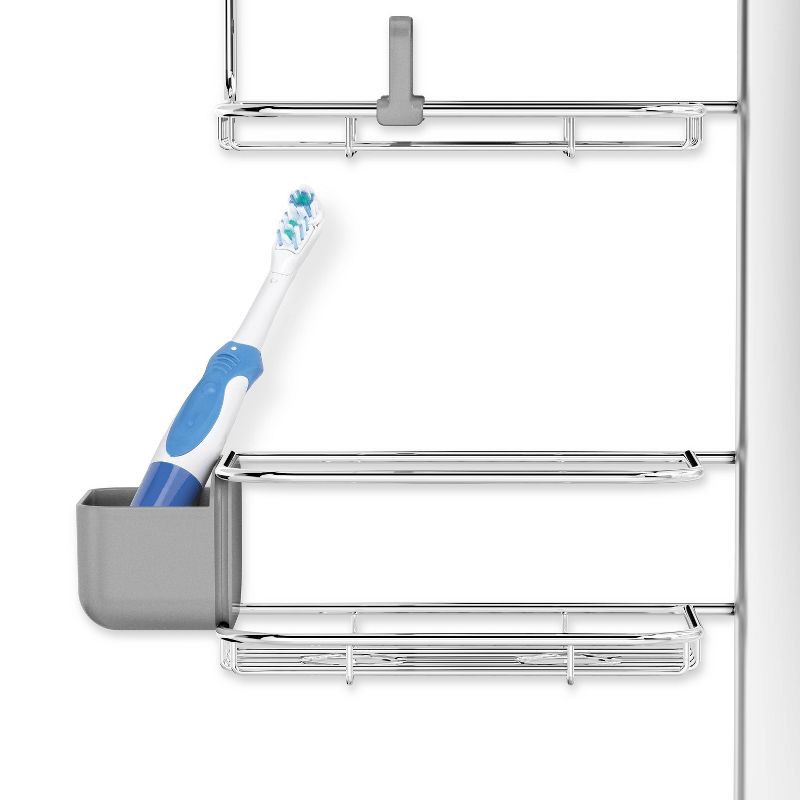 slide 3 of 7, simplehuman Adjustable Shower Caddy XL Stainless Steel/Anodized Aluminum Silver, 1 ct