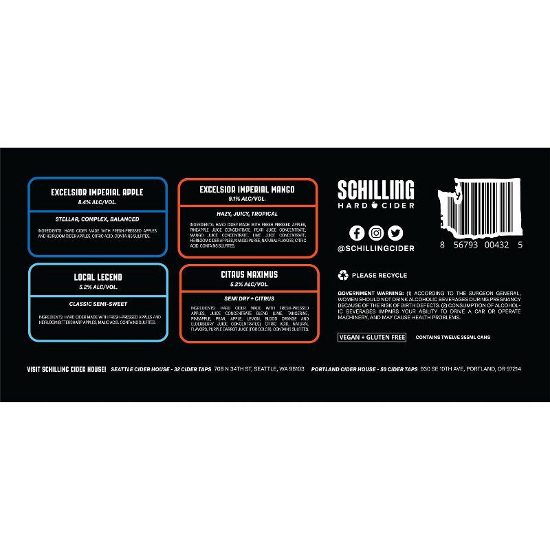 slide 2 of 3, Schilling Hard Cider Variety Pack - 12pk/12 fl oz Cans, 12 ct; 12 fl oz