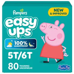 Pampers Easy Ups Girls' Disposable Training Underwear - 5T-6T - 80ct: Elastic Stretch Sides, Tear Away, Leak Guards, Paraben-Free