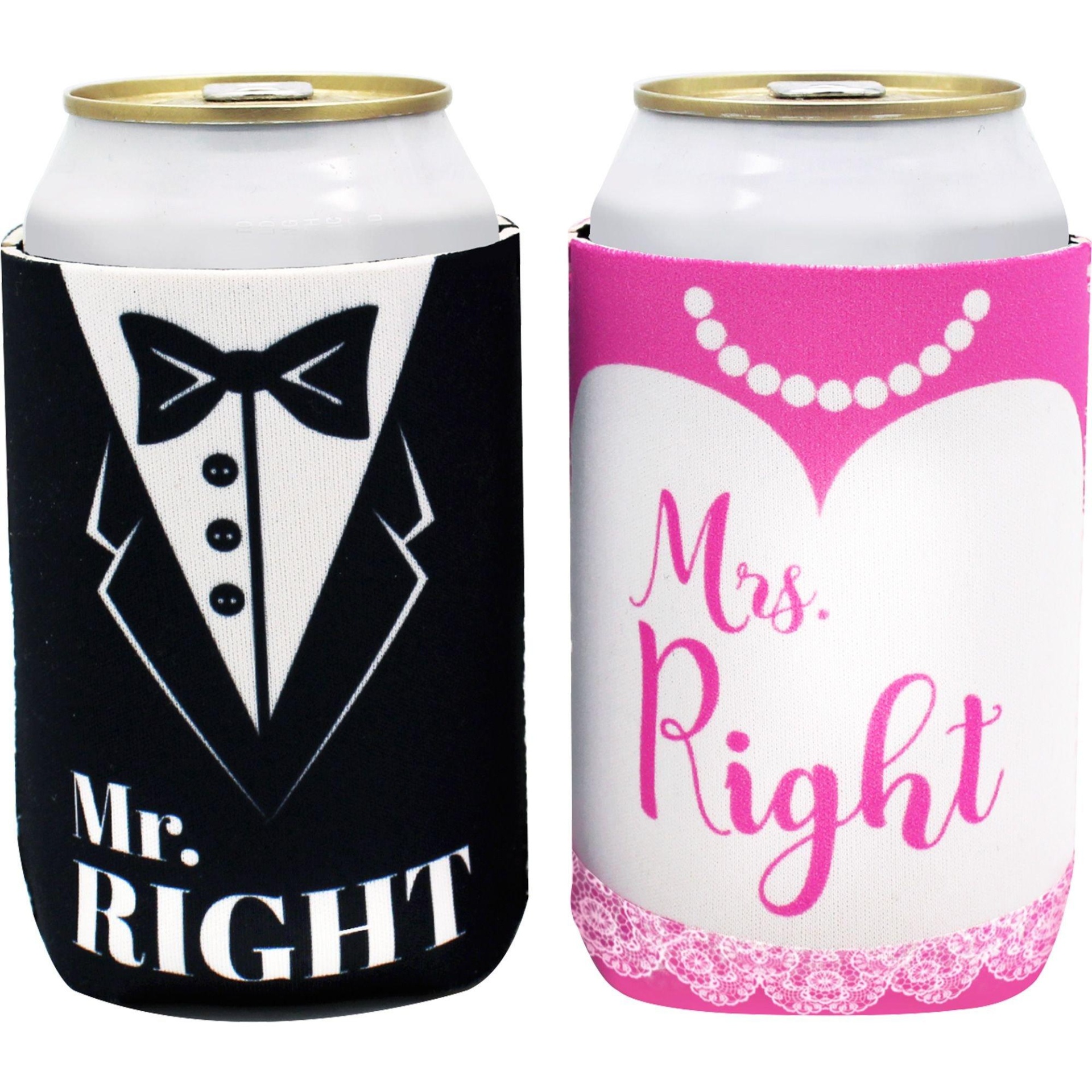 slide 1 of 1, Party City Bride & Groom Can Coozies, 2 ct