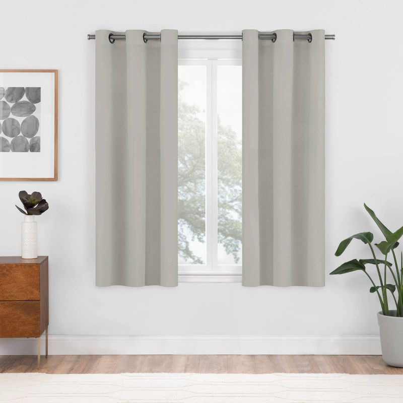 slide 10 of 10, 2pk 37"x63" Eclipse Blackout Shadow Window Curtain Panels Silver, 2 ct