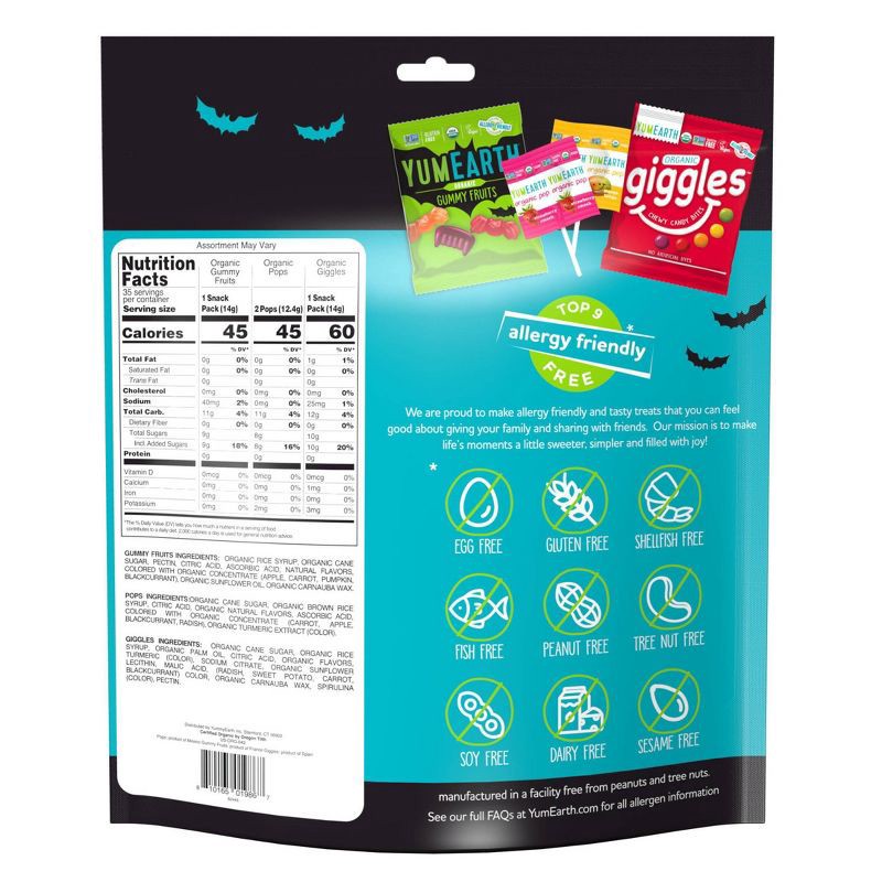 slide 4 of 6, YumEarth Halloween Organic Candies Variety Bag - 16.55oz/50ct, 16.55 oz, 50 ct