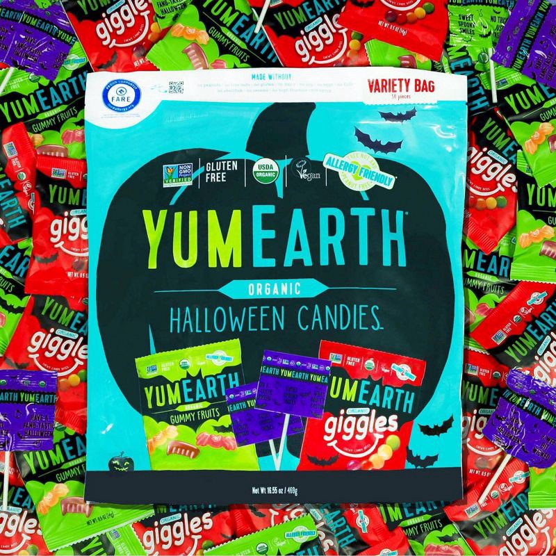 slide 5 of 6, YumEarth Halloween Organic Candies Variety Bag - 16.55oz/50ct, 16.55 oz, 50 ct