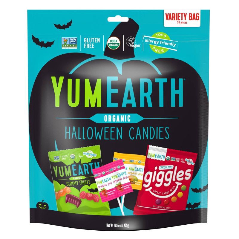 slide 1 of 6, YumEarth Halloween Organic Candies Variety Bag - 16.55oz/50ct, 16.55 oz, 50 ct