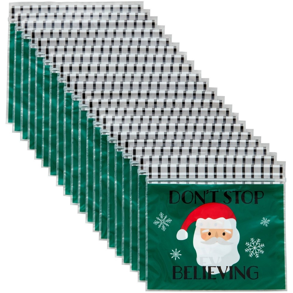 slide 3 of 4, Wilton Plastic Santa Re-Sealable Treat Bags, 20 ct