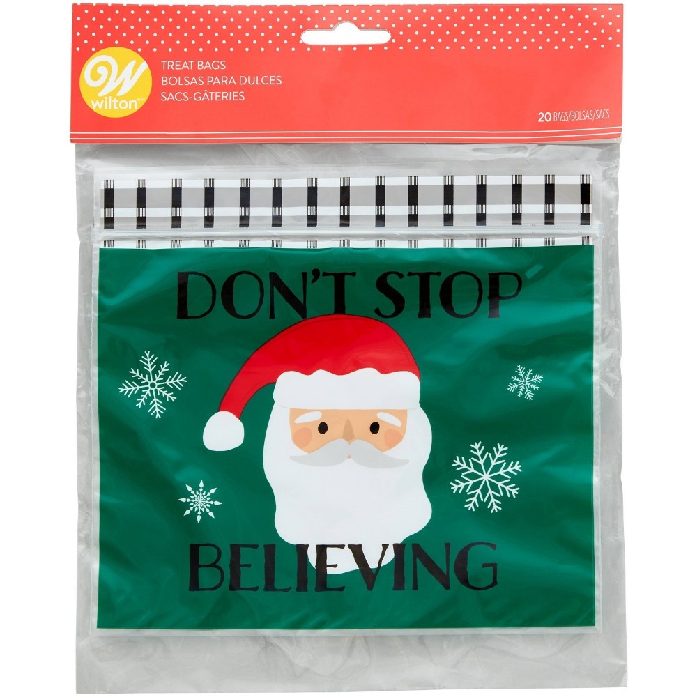 slide 4 of 4, Wilton Plastic Santa Re-Sealable Treat Bags, 20 ct