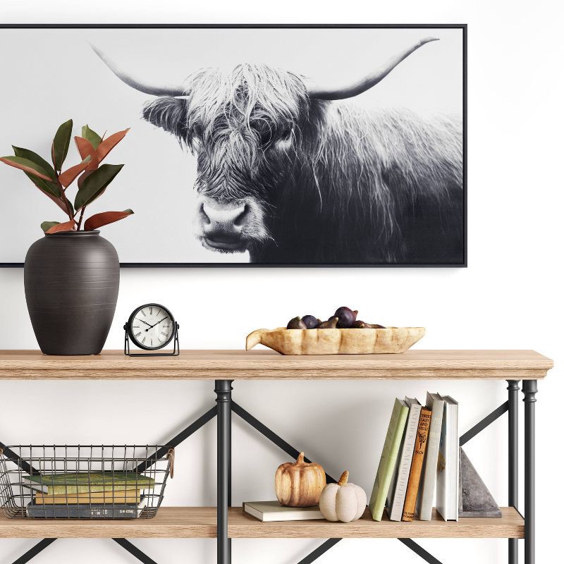 slide 2 of 4, 47" x 24" Highland Cow Framed Canvas - Threshold™: Modern Wall Art, Animal Digital Print, Polystyrene Frame, 1 ct