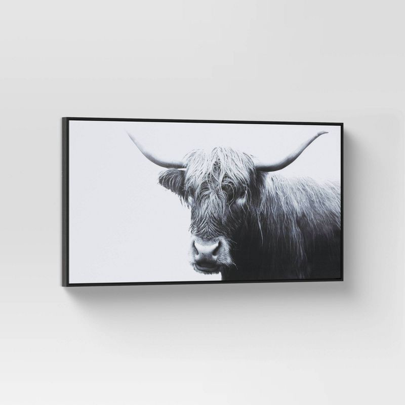 slide 3 of 4, 47" x 24" Highland Cow Framed Canvas - Threshold™: Modern Wall Art, Animal Digital Print, Polystyrene Frame, 1 ct