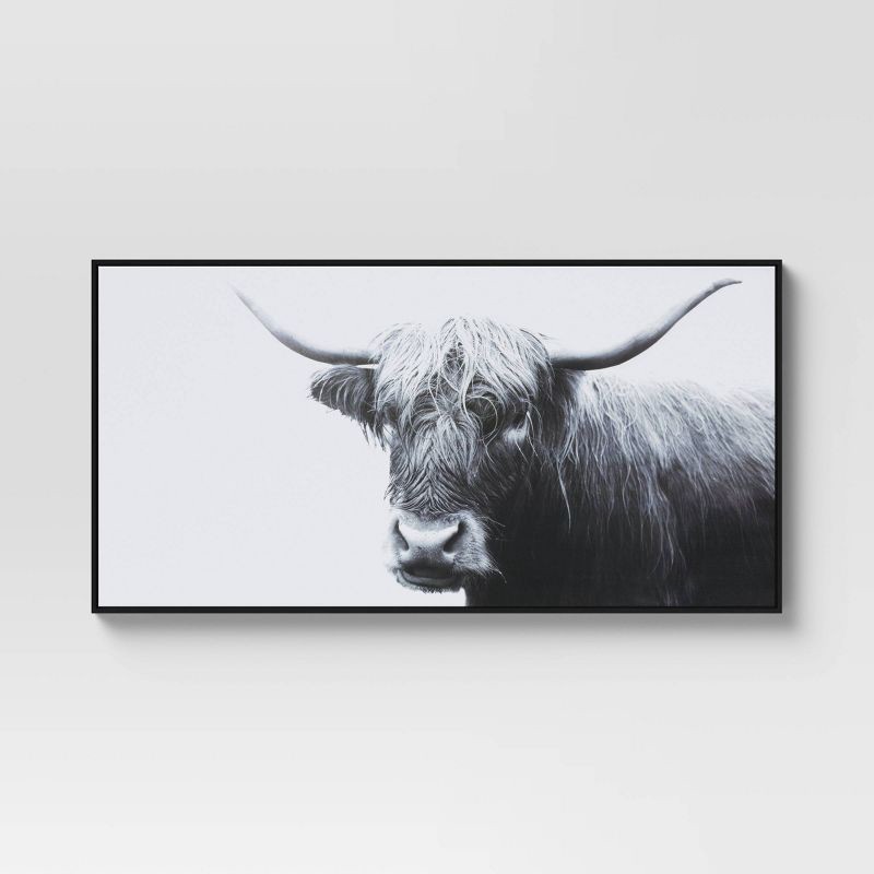 slide 1 of 4, 47" x 24" Highland Cow Framed Canvas - Threshold™: Modern Wall Art, Animal Digital Print, Polystyrene Frame, 1 ct