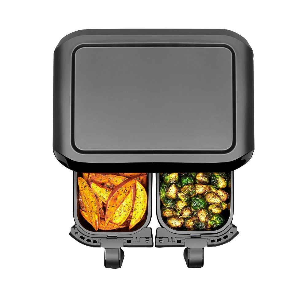 slide 3 of 5, Chefman 9qt Double-basket Touchscreen Air Fryer, 9 qt