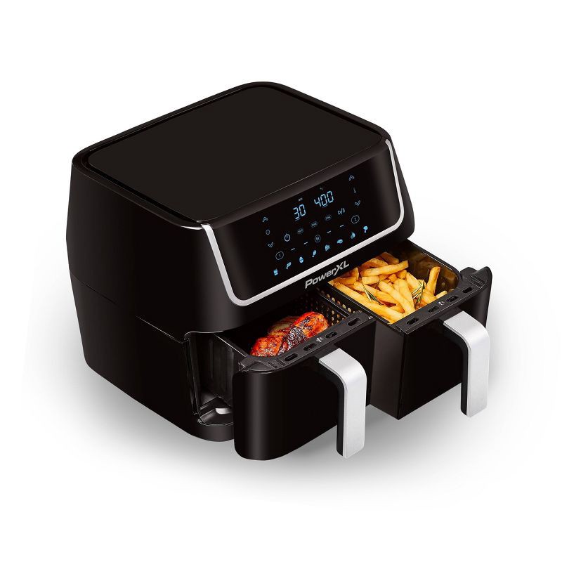 slide 1 of 1, PowerXL 10qt Dual Basket Air Fryer - Black, 10 qt