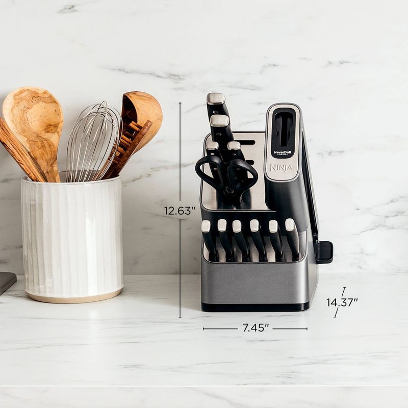 slide 11 of 11, Ninja NeverDull Essential 12pc Knife System with Built in Sharpener - K12012: High Carbon Stainless Steel, Hand Wash, 12 ct