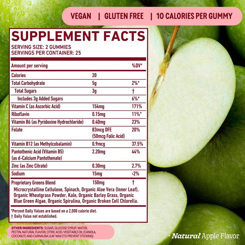 slide 7 of 10, 8Greens Daily Greens Vegan Gummies Dietary Supplement - Apple - 50ct, 50 ct