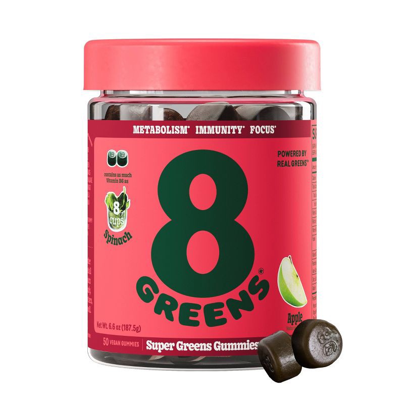 slide 1 of 10, 8Greens Daily Greens Vegan Gummies Dietary Supplement - Apple - 50ct, 50 ct