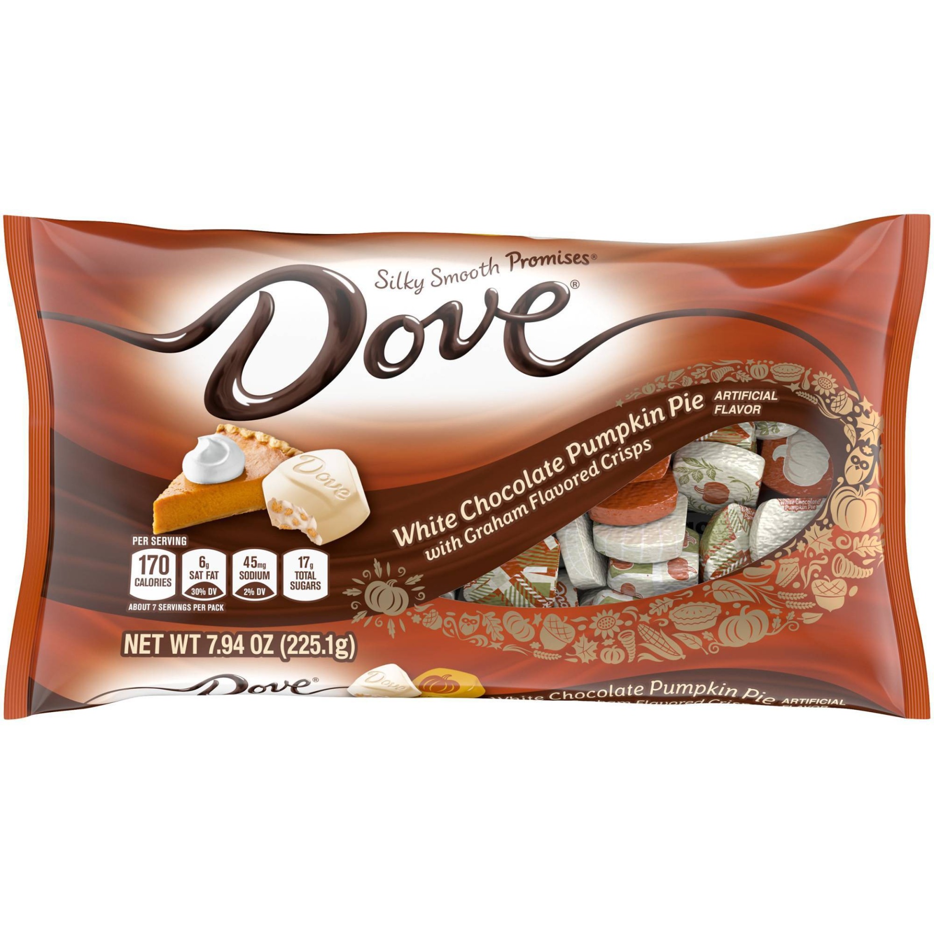 slide 1 of 7, Dove Chocolate Dove Promises Halloween White Chocolate Pumpkin Pie Candy, 7.94 oz