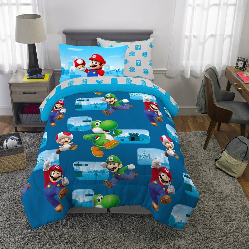 slide 4 of 14, Twin Game Play Super Mario Bed in a Bag, 1 ct