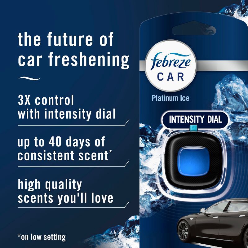 slide 3 of 12, Febreze Car Air Freshener Vent Clip - Platinum Ice Scent - 0.14 fl oz/2pk, 0.14 fl oz, 2 ct