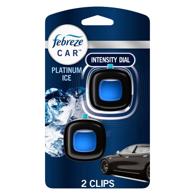 slide 1 of 12, Febreze Car Air Freshener Vent Clip - Platinum Ice Scent - 0.14 fl oz/2pk, 0.14 fl oz, 2 ct