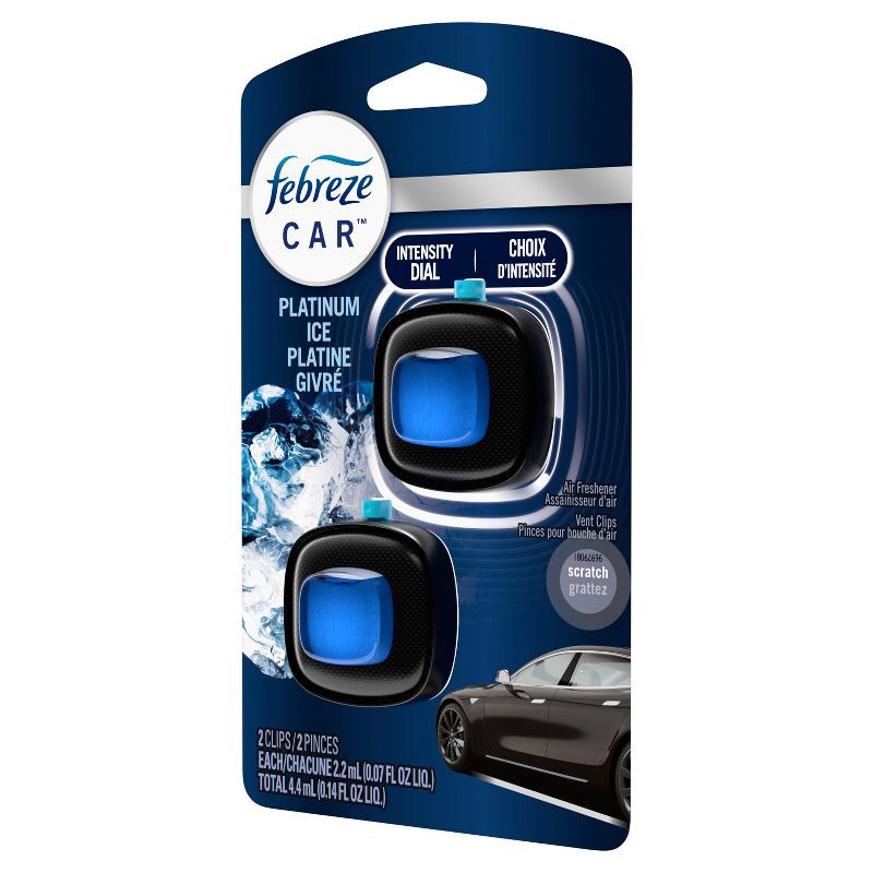 slide 11 of 12, Febreze Car Air Freshener Vent Clip - Platinum Ice Scent - 0.14 fl oz/2pk, 0.14 fl oz, 2 ct