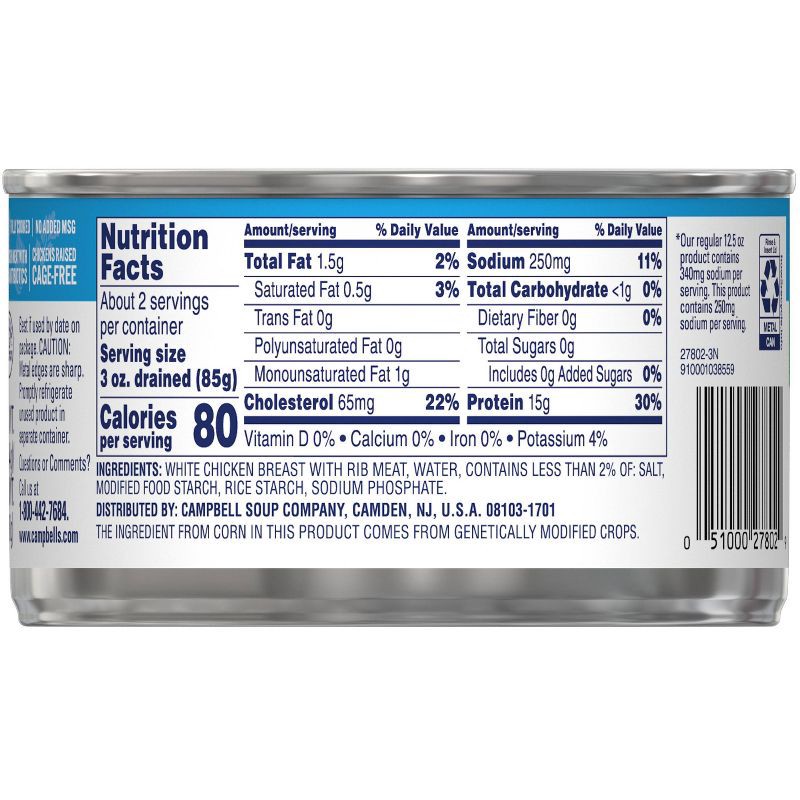 slide 2 of 13, Swanson 25% Less Sodium White Premium Chunk Canned Chicken Breast in Water -12.5oz, 12.5 oz