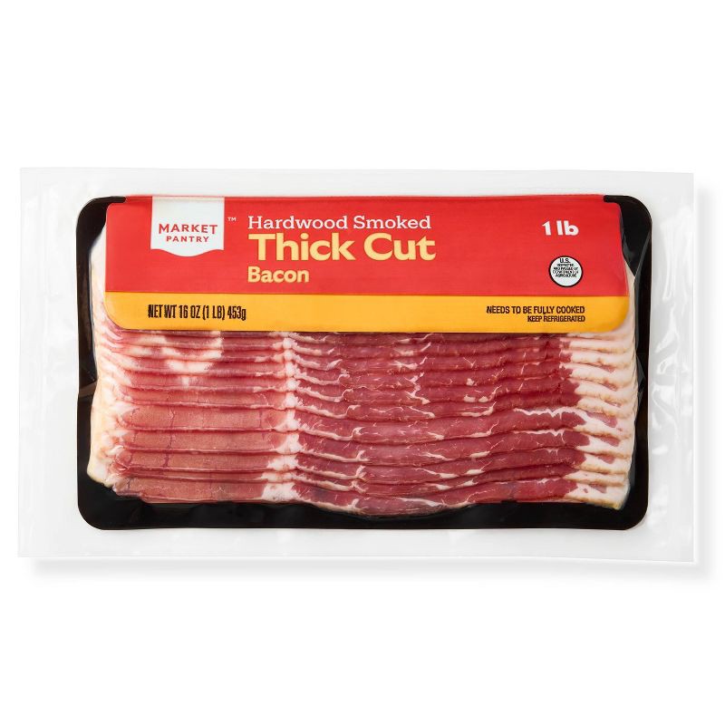 slide 1 of 3, Hardwood Smoked Thick Cut Bacon - 16oz - Market Pantry™, 16 oz