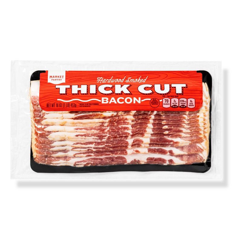 slide 1 of 3, Hardwood Smoked Thick Cut Bacon - 16oz - Market Pantry™, 16 oz