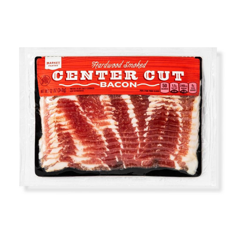 slide 1 of 3, Hardwood Smoked Center Cut Bacon - 12oz - Market Pantry™, 12 oz