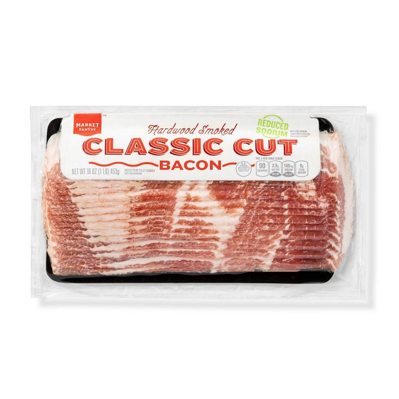 slide 1 of 3, Lower Sodium Bacon - 16oz - Market Pantry™, 16 oz