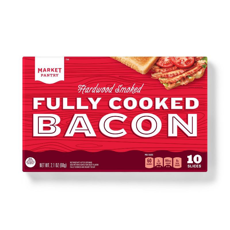 slide 1 of 3, Fully Cooked Bacon - 2.1oz - Market Pantry™, 2.1 oz