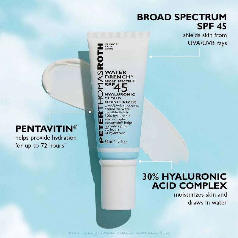 slide 2 of 6, PETER THOMAS ROTH Water Drench Broad Spectrum SPF 45 Hyaluronic Cloud Moisturizer - 1.7 fl oz - Ulta Beauty, 1.7 fl oz