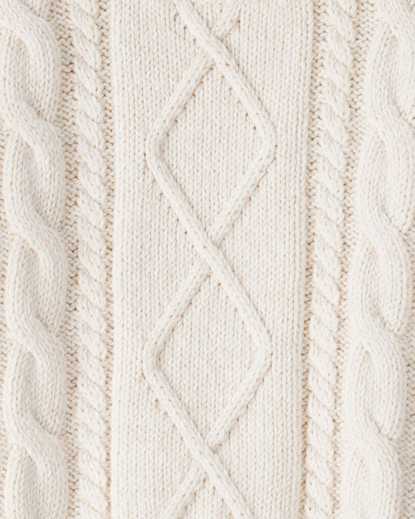 slide 2 of 3, Littleplanet Baby Organic Cotton Cable Knit Sweater Whitecap Cream 9M, 1 ct