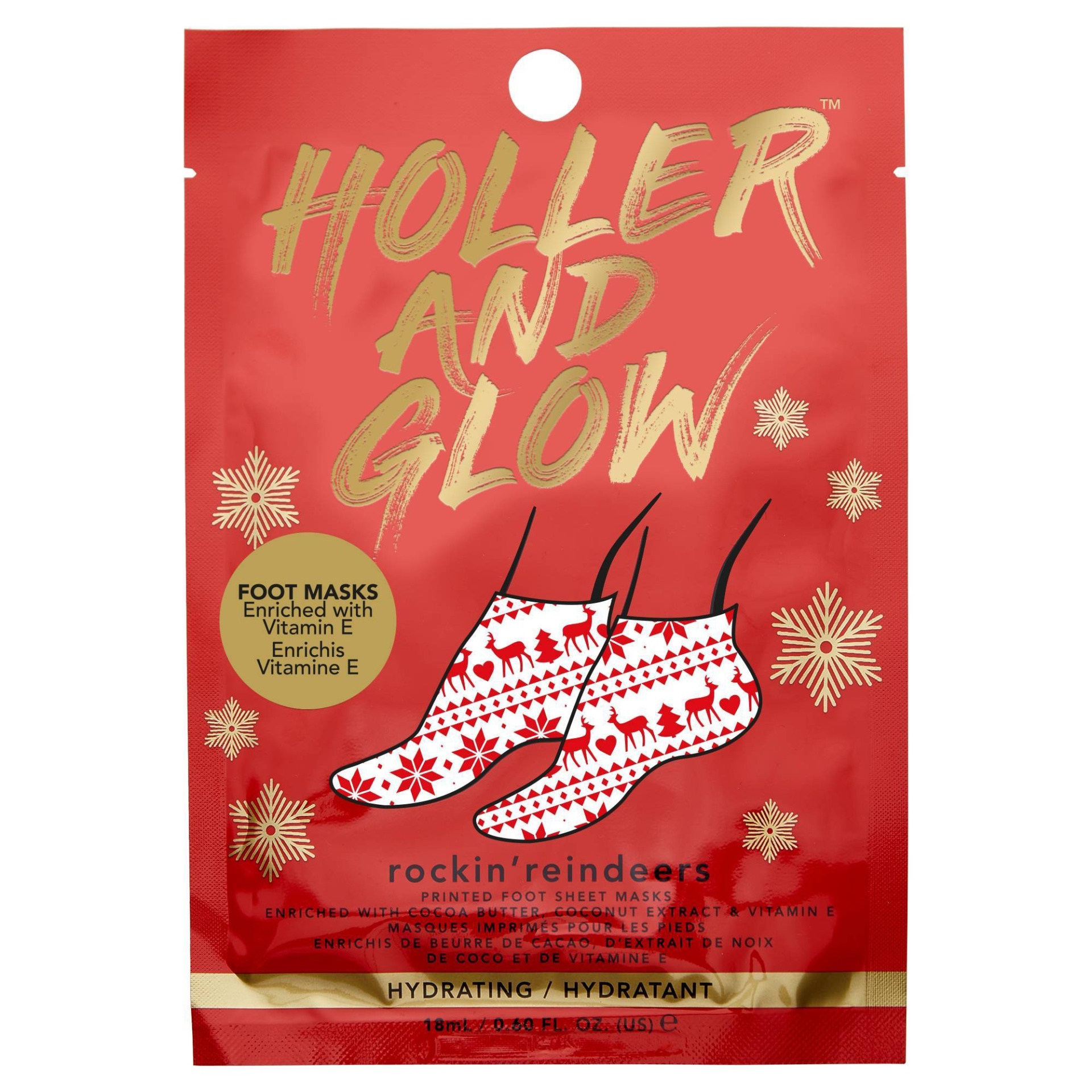 slide 1 of 5, Holler and Glow Rockin Reindeers Printed Foot Masks Gift Set, 2 ct