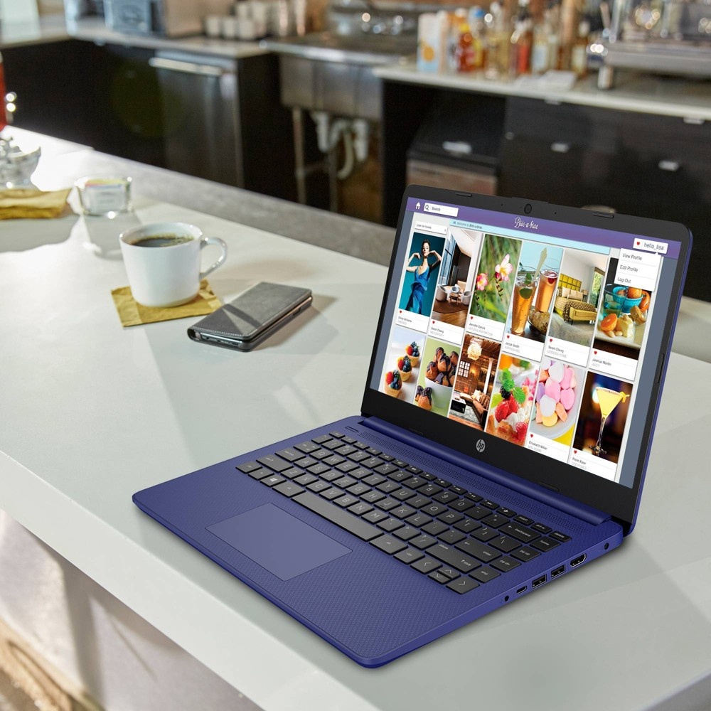 slide 7 of 7, HP Inc. HP 14" Laptop with Windows Home in S Mode - Intel Processor - 4GB RAM - 64GB Flash Storage - Indigo Blue (14-dq0005tg), 1 ct