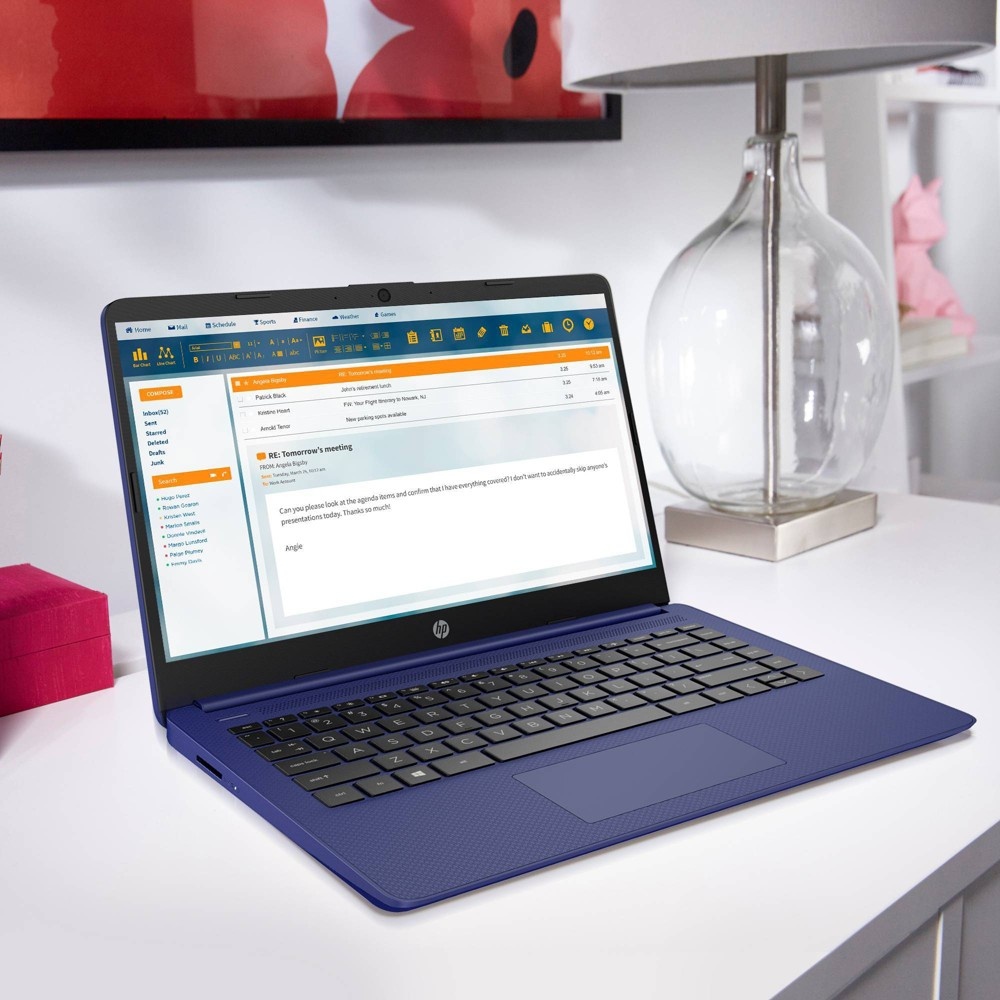 slide 6 of 7, HP Inc. HP 14" Laptop with Windows Home in S Mode - Intel Processor - 4GB RAM - 64GB Flash Storage - Indigo Blue (14-dq0005tg), 1 ct